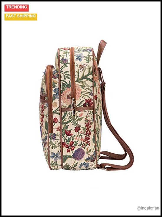 Women Floral Tapestry Laptop Backpack Rucksack 3 Zip Compartments main image 6